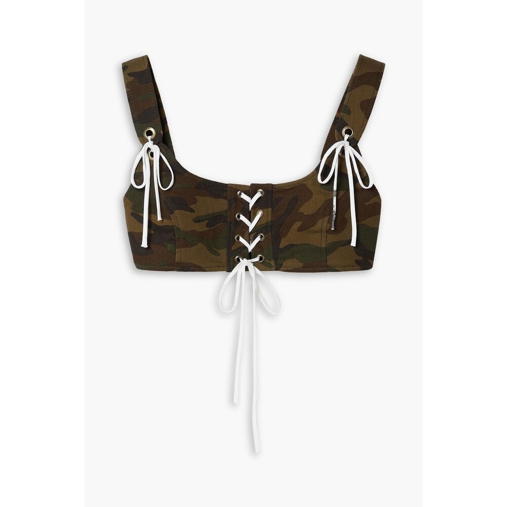 MONSE Camo Lace-Up Corset Bra Top Cotton NWT Made in USA Military Sz 2